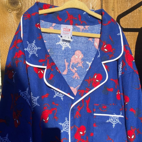 Marvel Christmas Pajama Set Mens XL Hanna Andersson Spiderman Blue Red Sleepwear - Picture 3 of 13